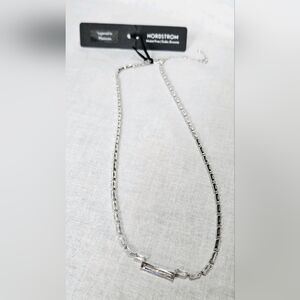 Nordstrom Baguette Center Cubic Zirconia Silver Tone Necklace